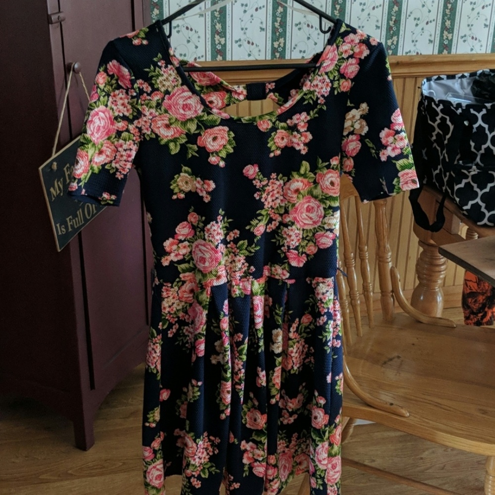 Three Pink Hearts Floral Dress